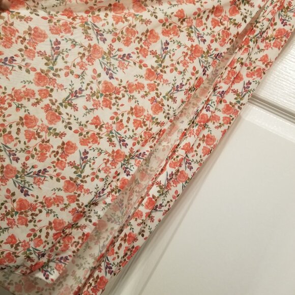 NWT Pink Floral Bodycon Maxi Long Dress Rosette Rose w/ Side Slit Medium Ruched - Picture 5 of 15